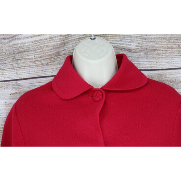 VINTAGE Lilli Russell Womens Size 10 Knit Jacket & Skirt Set Cherry Red - Picture 3 of 16